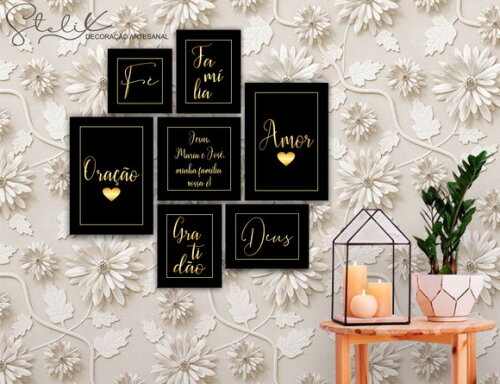 Kit Palavras Jesus, Maria - 7 Placas Decorativas Médias
