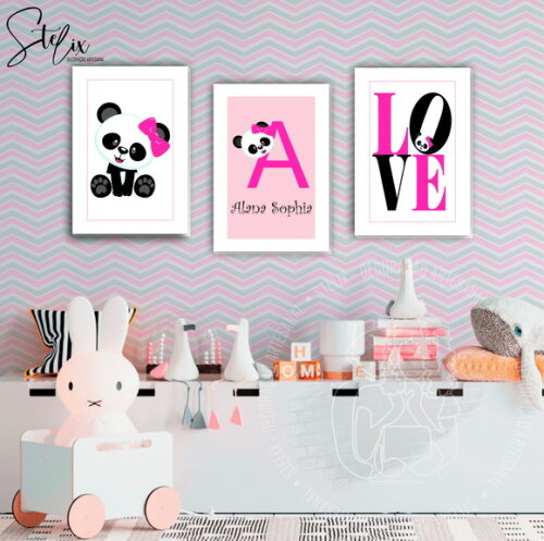 Kit Pandinha - 3 Placas Decorativas