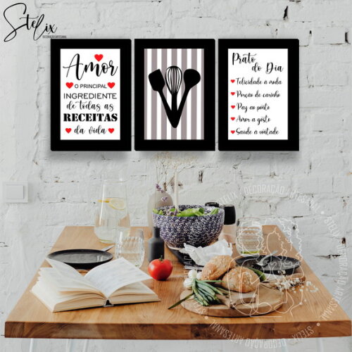 Kit Para Cozinha - 3 Placas Decorativas Média