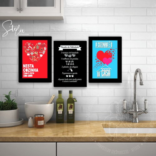 Kit Para Cozinha - 3 Placas Decorativas Médio