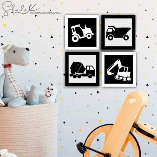 Kit Para Quarto de Menino - 4 Placas Decorativas