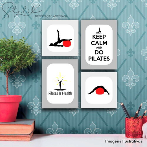 Kit Pilates - 4 Placas Decorativas