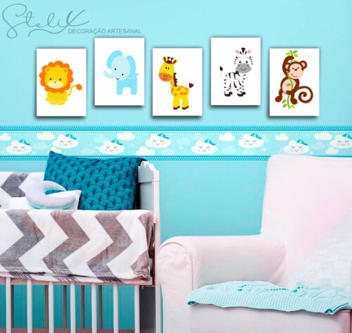 Kit Quarto de Bebê - 5 Placas Decorativas