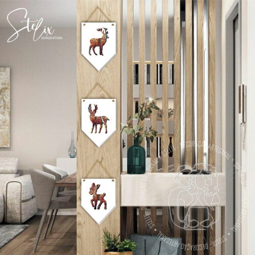 Kit Sala Moderna Minimalista - 3 Flâmulas mdf