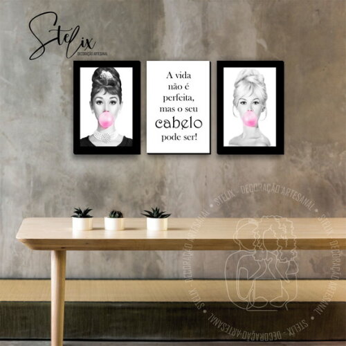 Kit Salão de Beleza - 3 Placas Decorativas