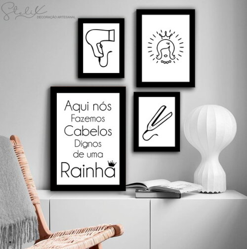 Kit Salão de Beleza - 4 Placas Decorativas