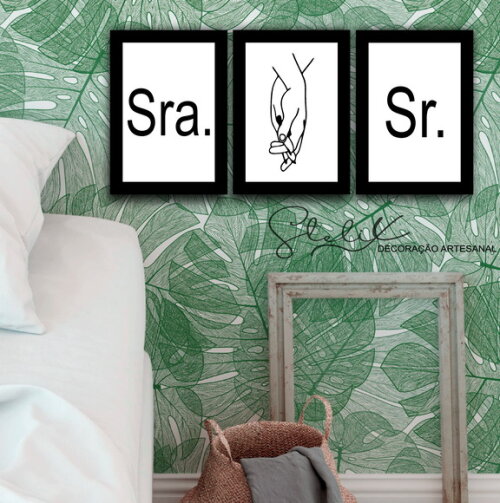Kit Sr e Sra - 3 Placas Decorativas Médias