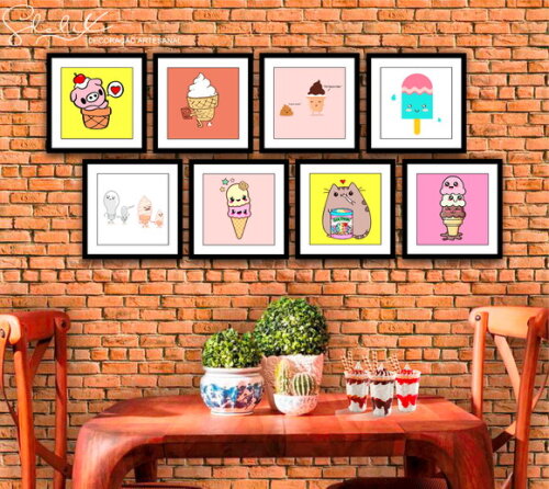 Kit Sorveteria - 8 Placas Decorativas