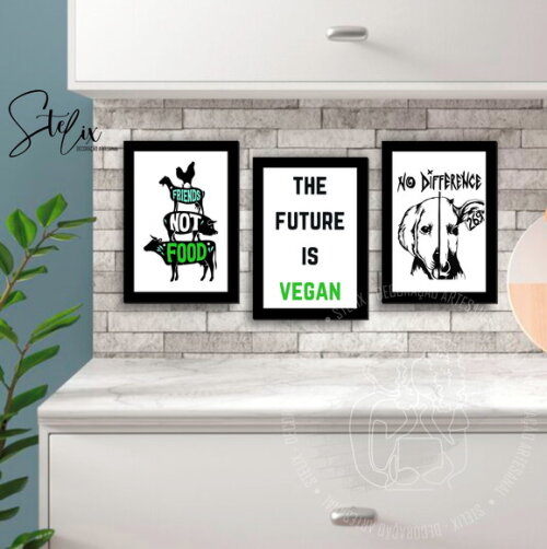 Kit Vegano - 3 Placas Decorativas