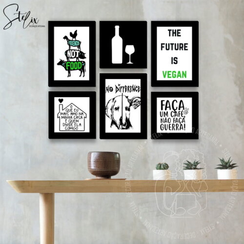 Kit Vegano - 6 Placas Decorativas