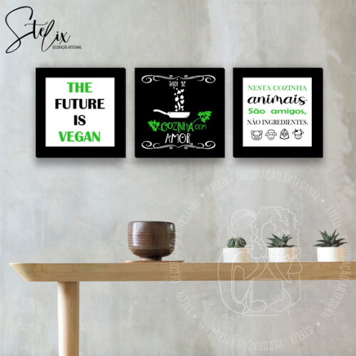 Kit Vegano - 3 Placas Decorativas