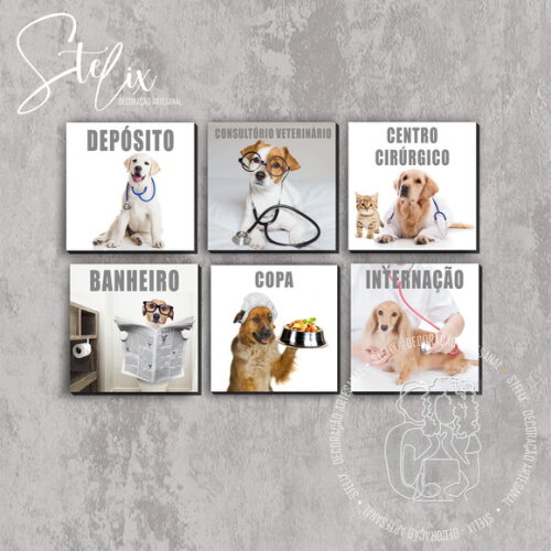 Kit Veterinária (portas) -5 Placas Decorativas Médias