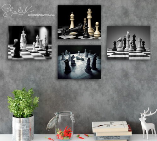 Kit Xadrez - 4 Placas Decorativas