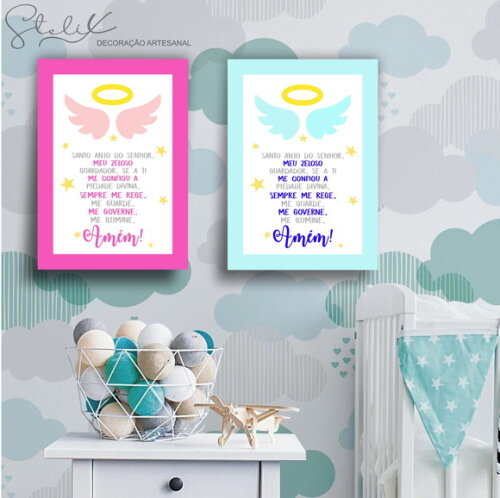 Placa Decorativa A4 - Santo Anjo do Senhor