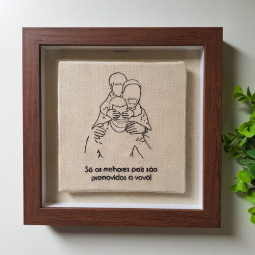 Quadro Bordado à Mão para o Melhor Vovô Peça Única