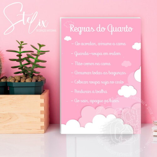 Quadro Educativo Regras do Quarto Menina
