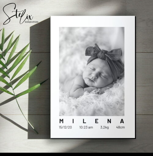 Quadro Meu Nascimento Personalizado com Foto do Seu Bebê
