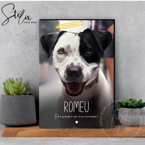 Quadro Personalizado Luto Pet Homenagem Foto pra Sempre