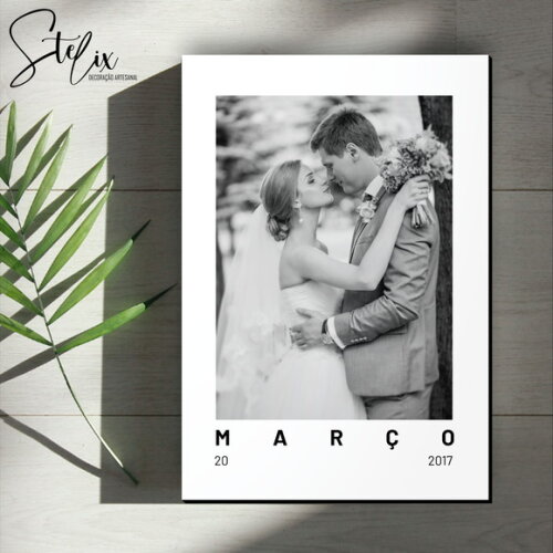 Quadro Personalizado com Sua Foto e Data de Casamento
