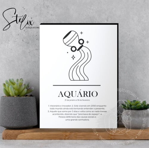 Quadro Significado dos Signo Aquário Presente para Aquariano