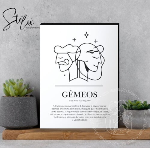 Quadro Significado dos Signo Gêmeos Presente para Geminiano