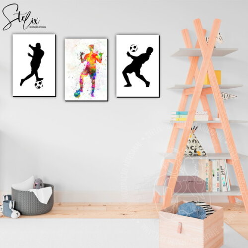 Quadros Decorativos Futebol Quarto Fã de Futebol Jogadores