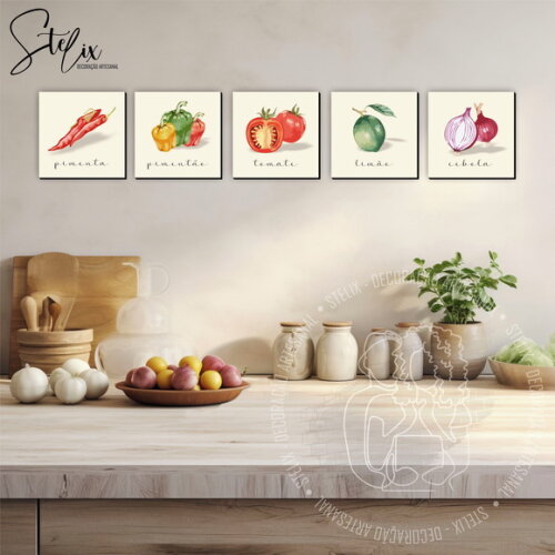 Quadros Decorativos para Cozinha Temperos Aquarela Digital