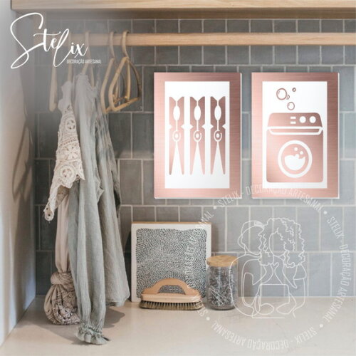 Quadros Decorativos para Lavanderia Rosê Gold
