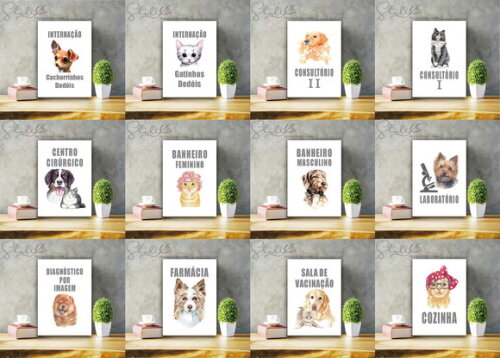 Quadros Decorativos para Portas Clínica de Veterinária 29x20