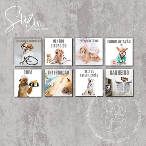 Quadros Decorativos para Portas Clínica de Veterinária 20x20