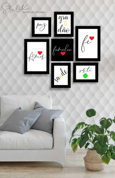 Quadros Decorativos para Sala Família, Amor, Fé