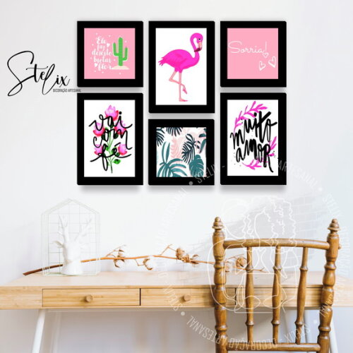 Quadros Decorativos para Sala ou Quarto Rosa Flamingo