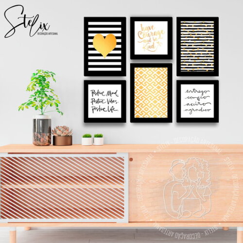 Quadros Decorativos para Sala Preto e Dourado