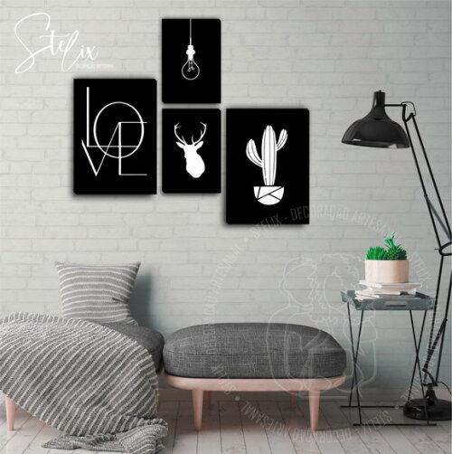 Quadros para Sala Minimalista Preto e Branco