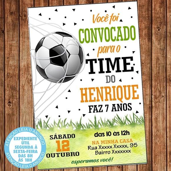 Convite Futebol Aniversário Festa Futebol Digital