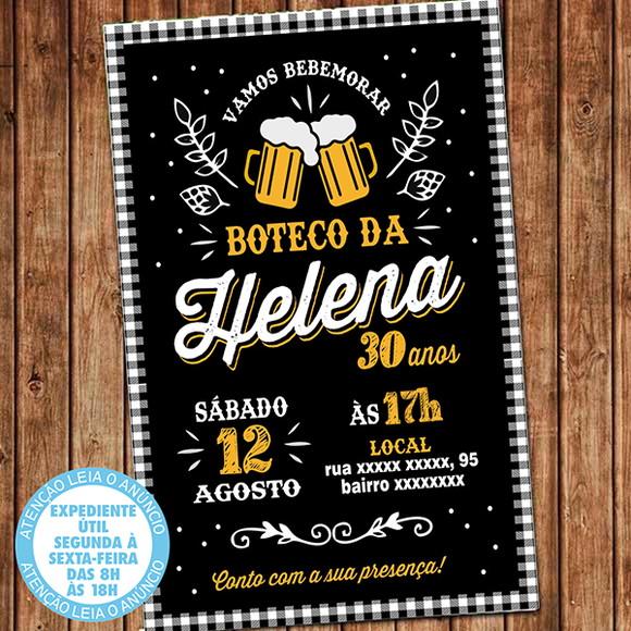 Convite Boteco Aniversário Festa Digital