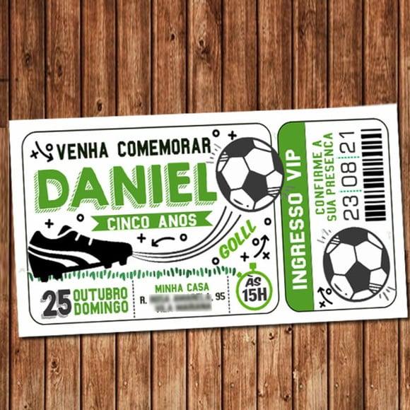 Convite Futebol Aniversário Ingresso Digital