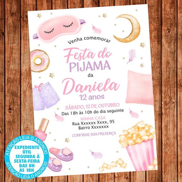 Convite Festa do Pijama Aniversário Digital