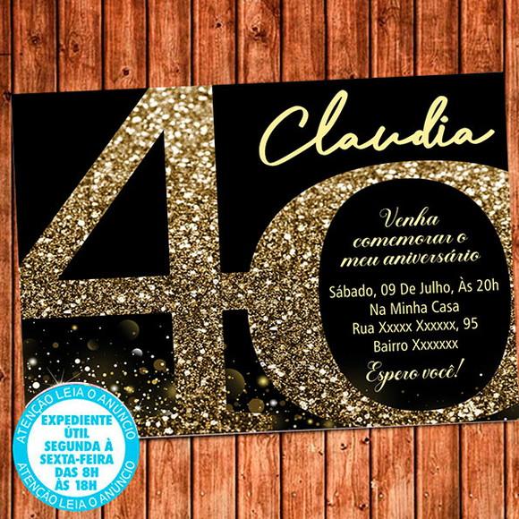 Convite 40 Anos Aniversário Festa Quarentei Digital