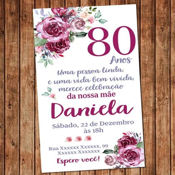 Convite 80 Anos Aniversário - Festa Digital