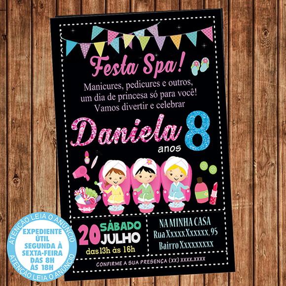 Convite Festa Spa Infantil Digital Aniversário