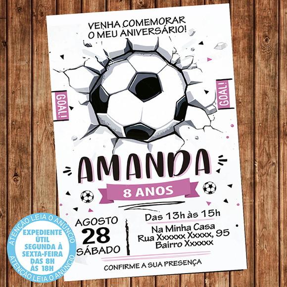 Convite Futebol Feminino Aniversário Festa Futebol Menina