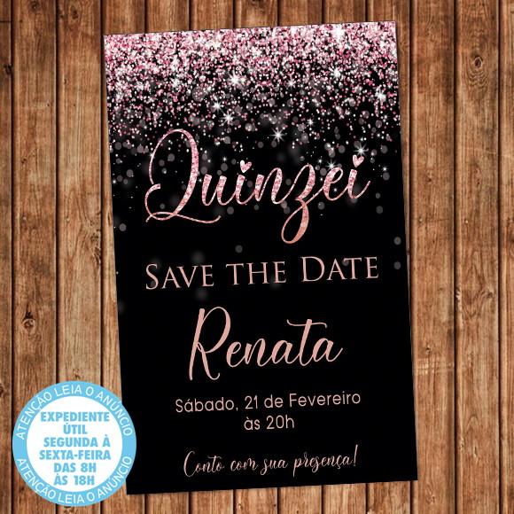 Convite 15 Aniversário Festa Quinzei Save the Date Digital