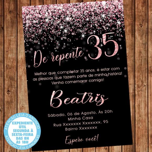 Convite Aniversário Festa Rose Gold De Repente Digital
