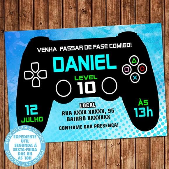 Convite Video Game Aniversário Festa Digital