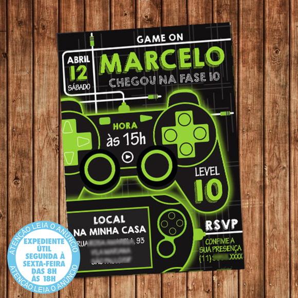Convite Video Game Aniversário Festa Video Game Digital