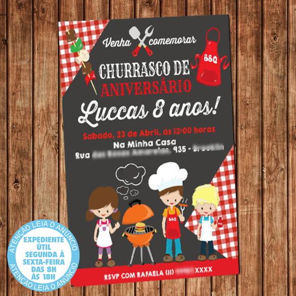 Convite Churrasco de Aniversário Kids Digital