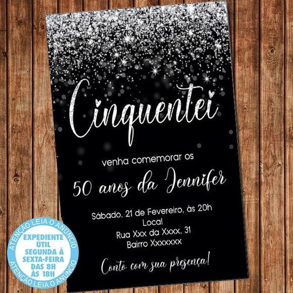 Convite 50 Anos Aniversário Festa Cinquentei Prata Digital