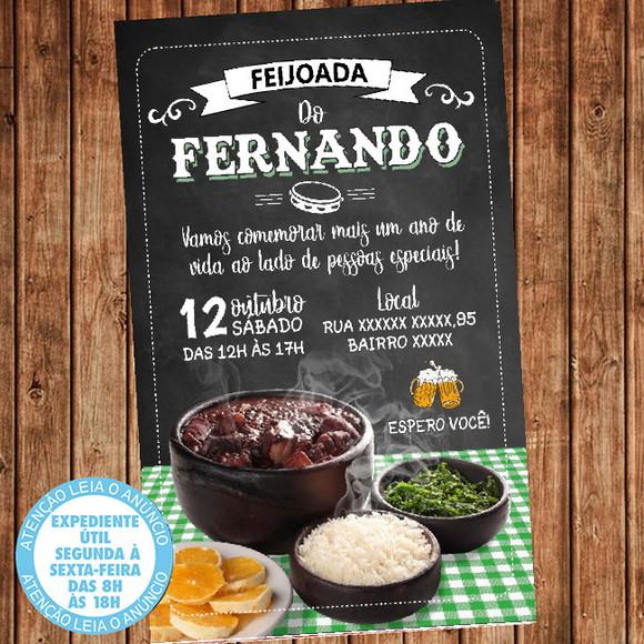 Convite Feijoada Aniversário Festa Verde Digital