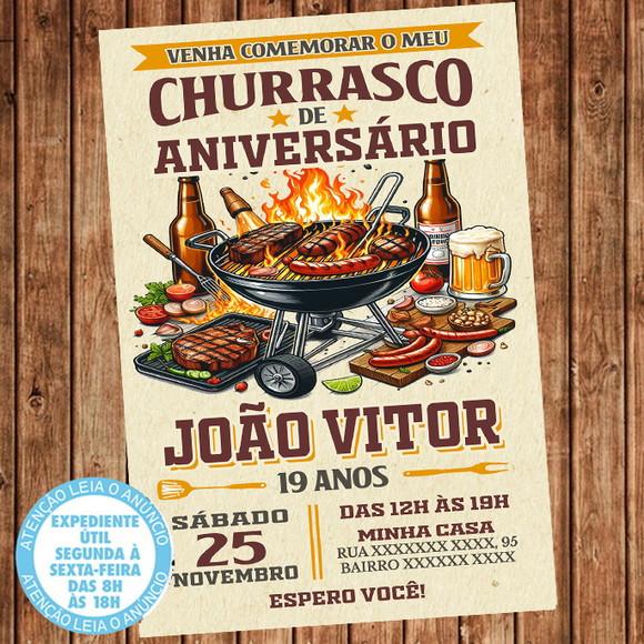 Convite Churrasco de Aniversário Festa Churrasco Digital